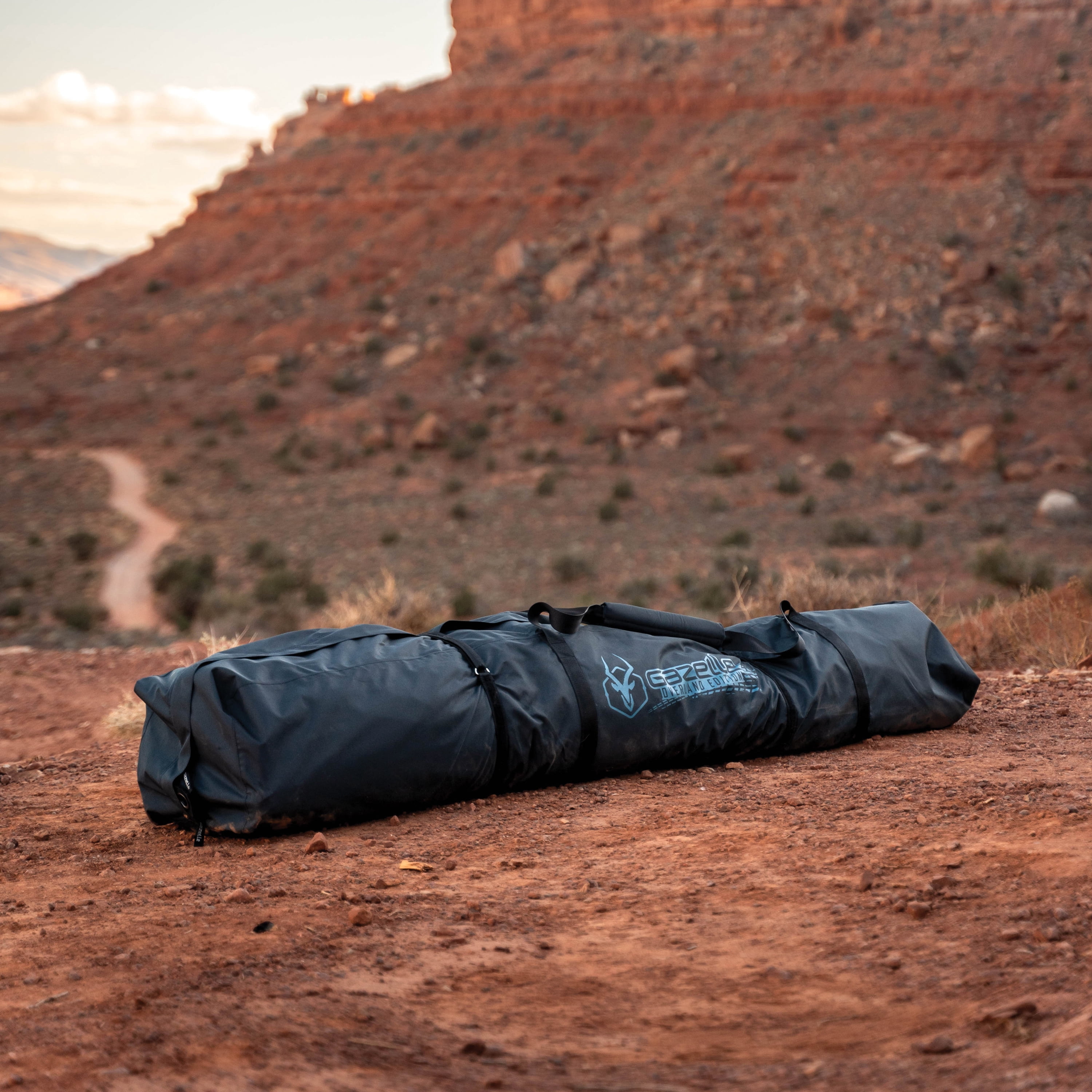 Gazelle Tents™ T-Hex Hub Tent Overland Edition, Waterproof, UV Resistant, TriTech Mesh, Removable Floor, All-Terrain Stakes, Duffle Bag, 7-Person, Pacific Blue, 85”x 144”x 136”