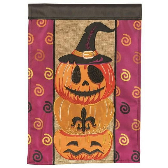 Jack-O-Lantern Fleur De Lis Orange 13 X 19 Polyester Outdoor Hanging Garden Flag