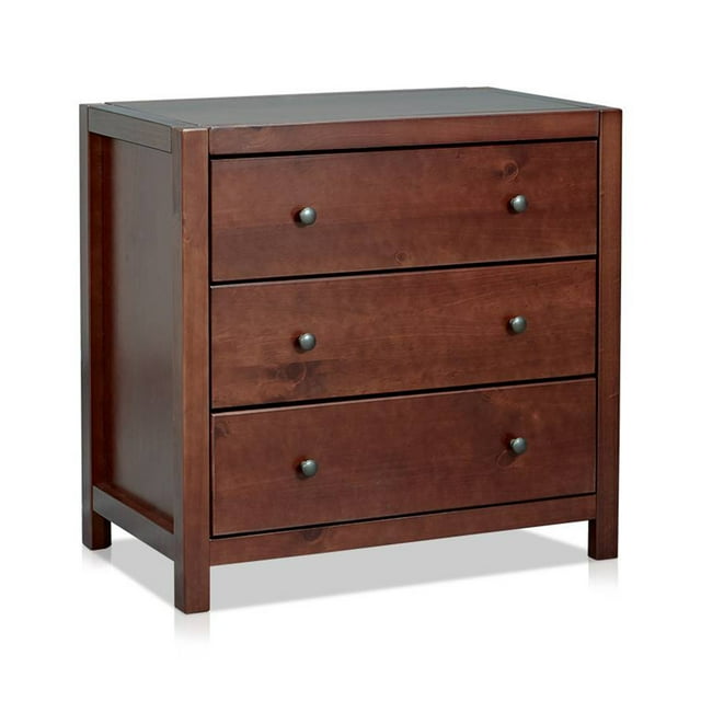 MUSEHOMEINC Rustique en Bois Massif 3 Tiroirs Commode Table de Chevet, Expresso