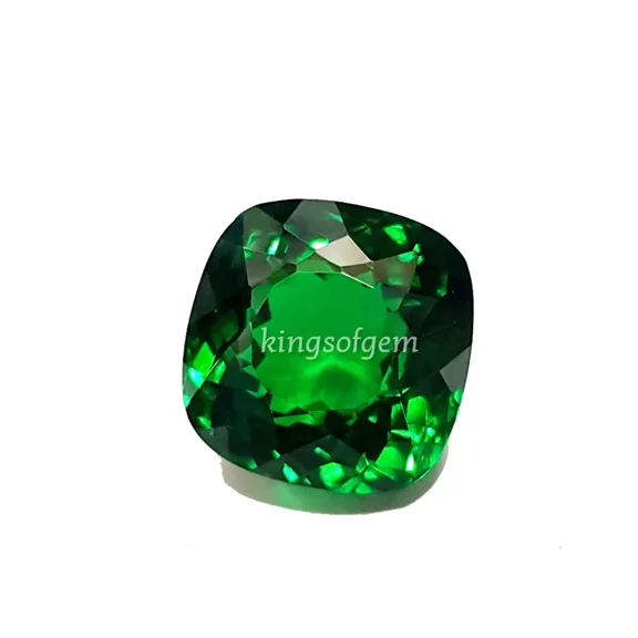 32 Ct Tsavorite Green Garnet Transparent With AAA  Quality Cushion Glass Filled Gemstone