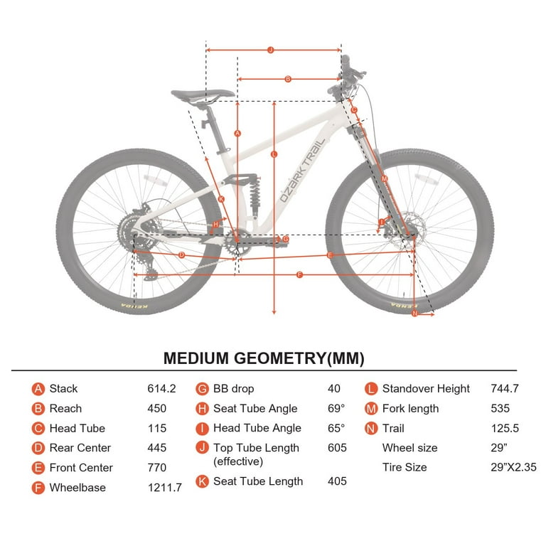 Road Bike Full Suspension Frame Size Guide Ozark Trail Slalom Full