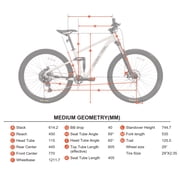 Ozark Trail 29 FS.2 Slalom Full Suspension Mountain Bike, 29 Wheels, Medium Frame, Fits Riders 56 - 59, Off-White, Adult