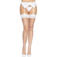 thumbnail image 4 of Leg Avenue Sexy Fence Net w Lace Top Thigh-High Stockings, White, One-Size, 4 of 5