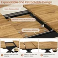 thumbnail image 5 of 43.2"-59.2" Extendable Round Dining Table Set for 4-6,7 Piece Round Kitchen Table Set with 6 Upholstered Chairs for Kitchen Living Room, Space Saving, 5 of 9