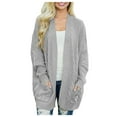 thumbnail image 2 of Vedolay Cardigan for Women Knit Cardigan Sweaters Oversized Fall Dressy Casual Jackets Gray,L, 2 of 5