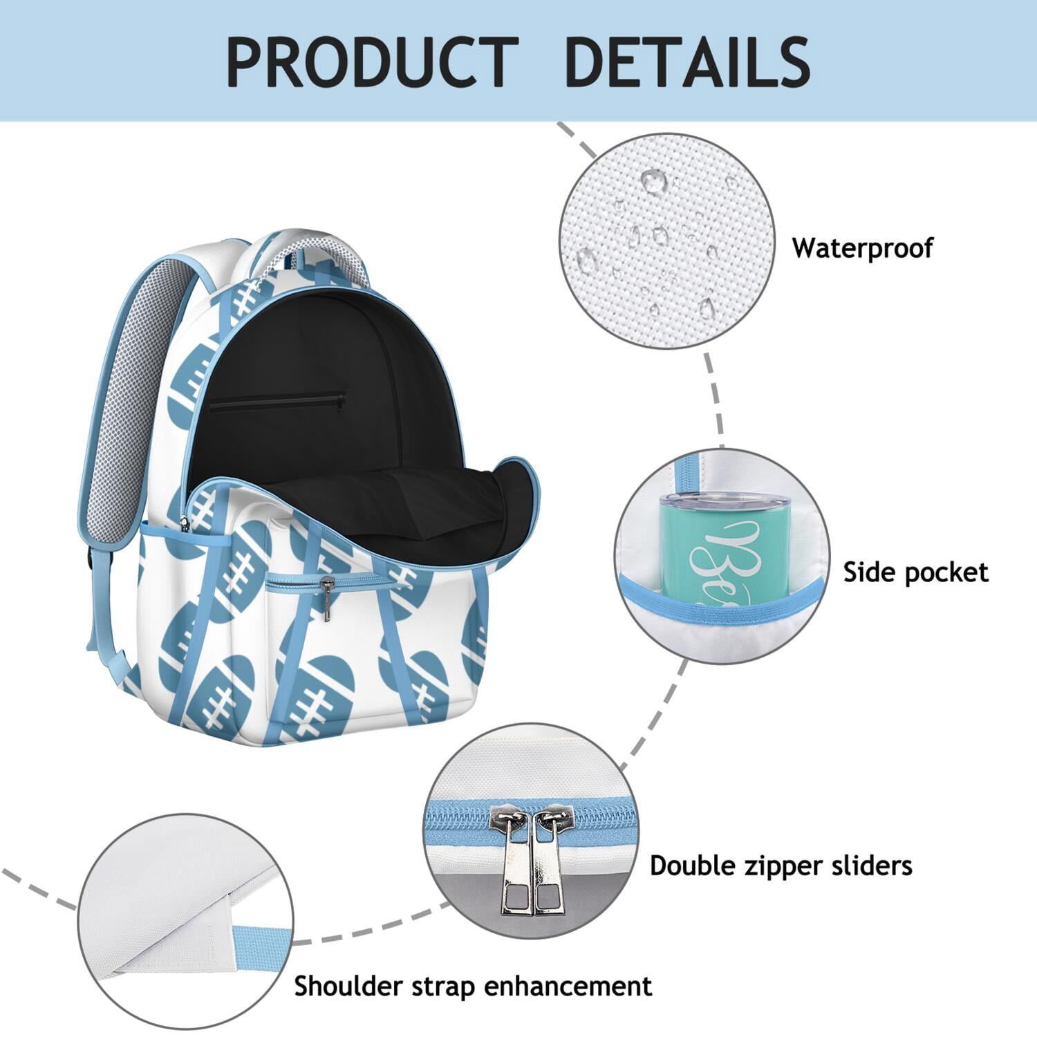 Durable Waterproof Bookbag for Teens - Lightweight Backpack with Padded Straps for Baseball & Soccer