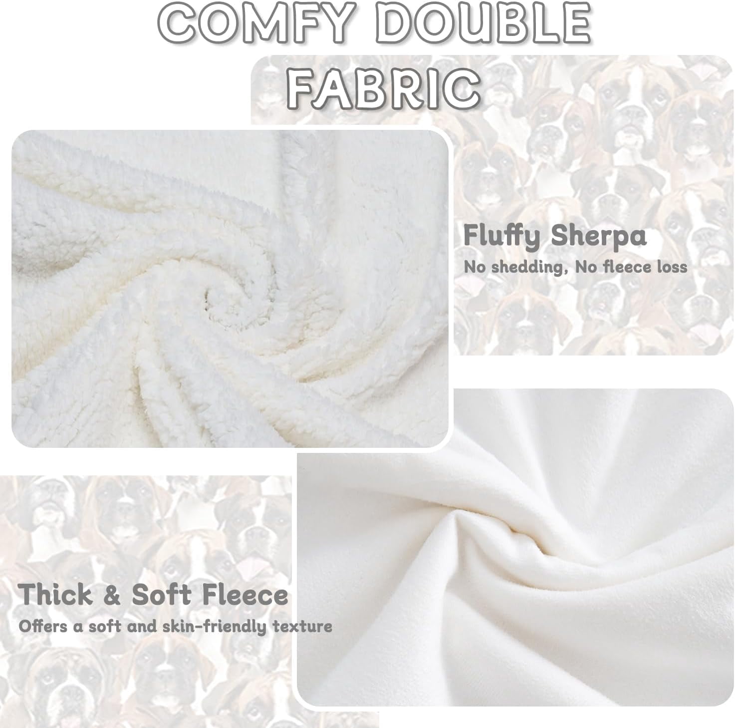 Boxer Blankets Super Soft Fuzzy Dogs Blanket for Kids Adults Cute Puppy Fleece Blanket Reversible Animal Brown Sherpa Throw Thick Lightweight Cozy Plush Blankets (White Boxer,Twin,60"x80")