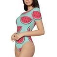 thumbnail image 2 of Naloa Watermelon Women's Short-Sleeved Onesie, One-Piece Swimsuit for Parties, dates, clubs - Large, 2 of 9