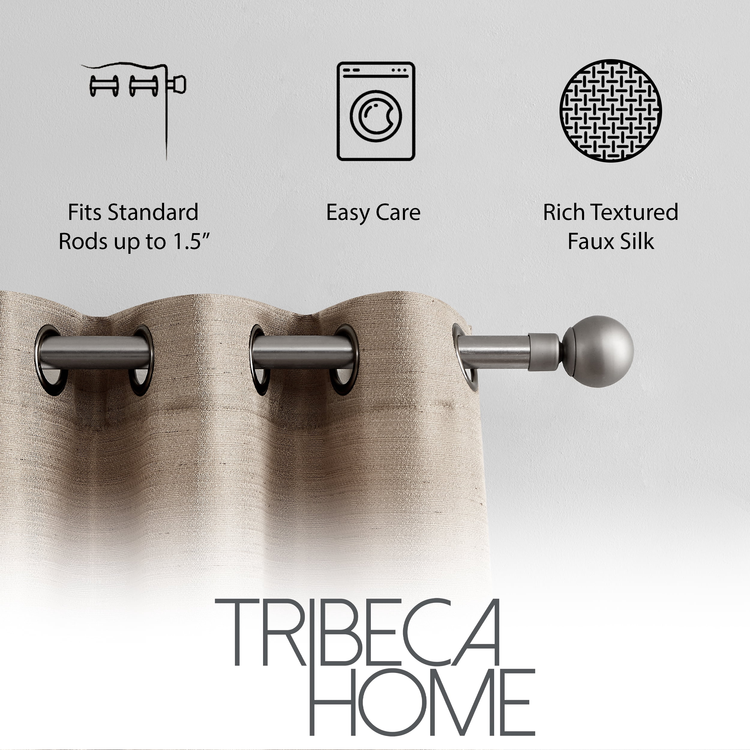 TRIBECCA home Traditional/ Grommet 2 Light Filtering Curtain Set 76 in x 84"