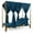 Teak Finish/Blue, variant on Noble House Upholstered Adjustable Daybed with Curtains, Teak/Dark Gray