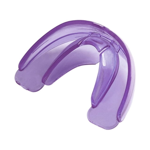 Protector dental transparente de silicona suave para corrección de dientes, retenedor ortodóntico y protección en deportes, color morado, en bolsa PE.
