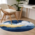 thumbnail image 4 of Round Rugs 4Ft, Navy Blue Round Area Rug Washable Indoor Throw Carpet, Abstract Modern Oil Painting Art Soft Non Slip Circle Rug for Kitchen Nursery Room Home Decor Aesthetic, 4 of 8
