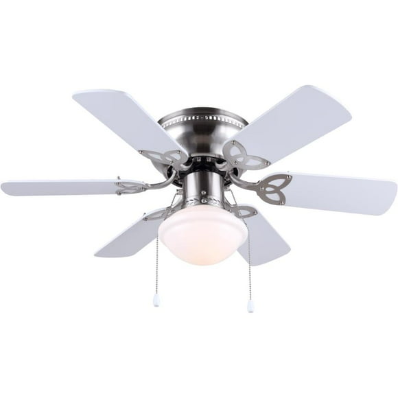 Ventilateur de Plafond Twister 30" avec Lumière - Lames Réversibles, Étain Brossé