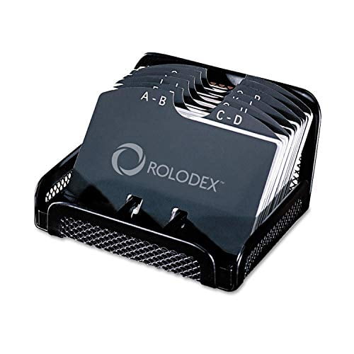 Rolodex Metal/Mesh Open Tray Address/Business Contact Card File, Black 22291ELD
