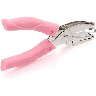 Handheld Hole Paper Punch Puncher for Craft Paper Tags Clothing Ticket DIY Scrapbook Tool, with Pink Soft Handheld Grip (Middle Circle 1/8 inch)