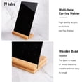 thumbnail image 4 of Exhibidor de pendientes con panel perforado negro, soporte organizador para pendientes, estante de exhibición de joyería de acrílico con base de madera natural., 4 of 9