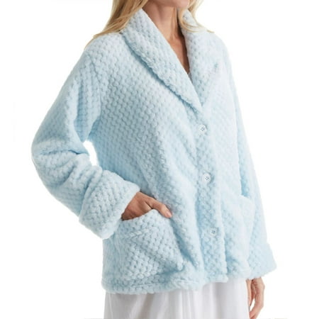 Ruffle Bed Jacket - Women's La Cera 8825 100% Polyester Honeycomb Fleece Bed Jacket