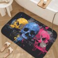 thumbnail image 2 of 1pc Three Colored Skulls Absorbent Non-Slip Bathroom Thickened Flannel Rug Decor,Soft,Quick Drying,Suitable For Indoor/outdoor Use,Bathrooms,Bedrooms,Kitchens,Terrace,Laundry Rooms,16"x24", 2 of 9
