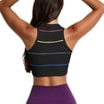 thumbnail image 5 of vdgthytj Sports Bra for Women Wireless Crewneck Striped Ribbed Underwear Support Push-Up Gym Workout Racerback Bras(Medium,Black), 5 of 6