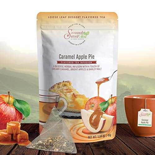 Caramel Apple Pie Dessert Flavored Tea Bags (15-Count) | All Natural | Zero Calorie Herbal Blend | Infused with Apple, Caramel and Sweet Blackberry Leaves | Caffeine Free | Premium Blend