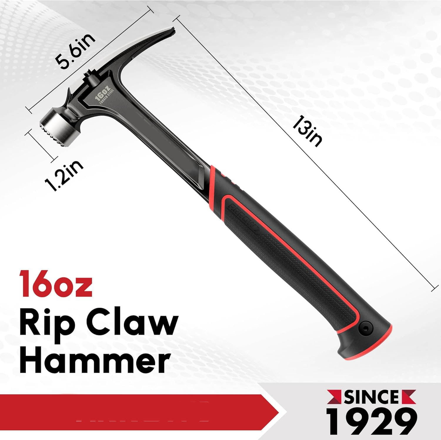 ARROW Straight Claw Hammer, Rip Claw Hammer with Side Nail Puller, Milled Face & Shock Absorbing Grip, One-piece Forged Hammer
