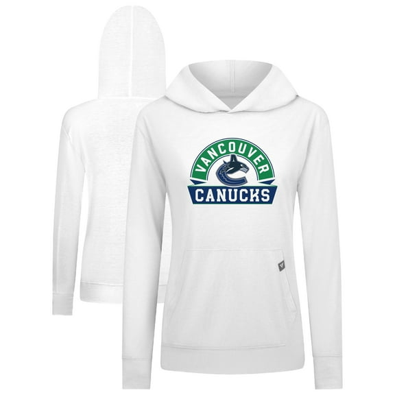 Women's Levelwear White Vancouver Canucks Relay Banner Arch Pullover Hoodie