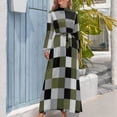 thumbnail image 4 of Vestido largo de verano para mujer, diseño de cuadros, lineal, verde salvia, negro, gris y blanco, vestido de fiesta 2024, 4 of 5