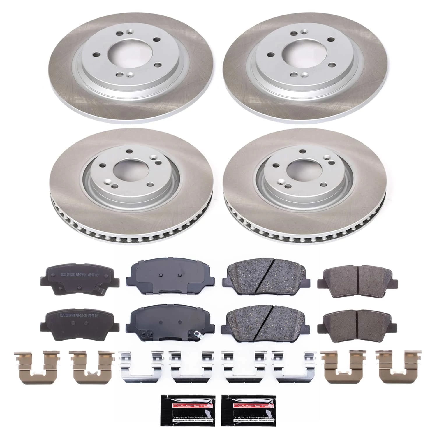 PowerStop Front and Rear Semi-Coated Rotor and Low-Dust Ceramic Brake Pad Kit SC7824