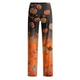 thumbnail image 5 of Women's Fall Wide Leg Pants, Pumpkin Printed Halloween Pajama, Elastic Waist Pants Casual Lounge Bottoms, 5 of 5