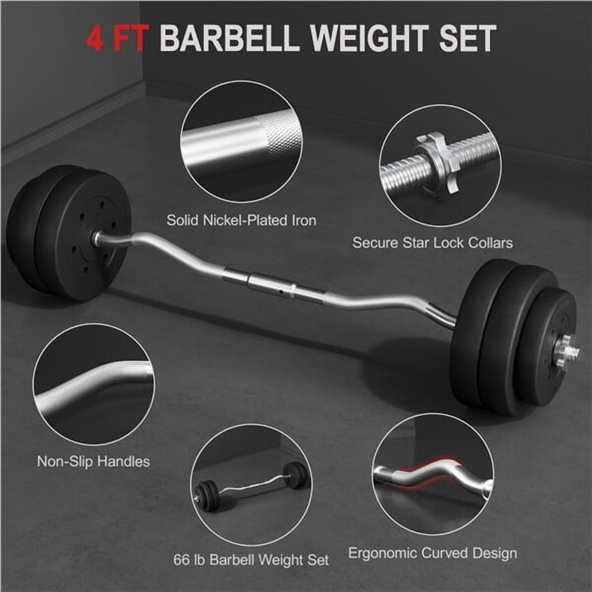 LINJH 66lbs Weights Barbell Weight Set Curl Bar with Weights Weight Set for Home Gym
