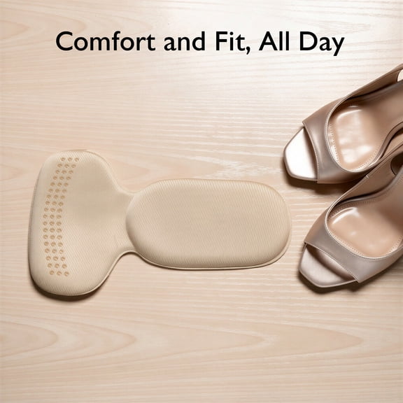 5 Pairs Heel Pads for Shoes Too Big, T-Shaped Grips Liners for Women High Heels, Back Cushion Inserts Shoe Fillers, Detachable Trimmable Sponge Insoles to Prevent Heel Slip and Blisters