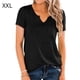 thumbnail image 1 of Camiseta Mujer Camiseta de algodón con cuello en V Camiseta de manga corta de color sólido, Negro, XXL Yuarrent AP001699-04, 1 of 7