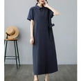 thumbnail image 5 of Linen Dress for Women, Casual Short Sleeve Shirt Dress with Elastic Waist and Loose Comfortable Fit, 5 of 8