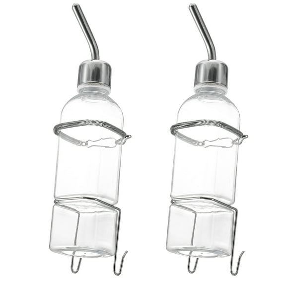 Luxshiny Hanging Water Bottle for Rabbit Cage 2Pcs Leak Proof Easy to Clean Plastic and Stainless Steel
