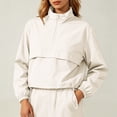 thumbnail image 2 of Womens Casual Tops Windproof Running Sport Coat Stand Up Collar Petite Tops for Women,Beige,L, 2 of 4