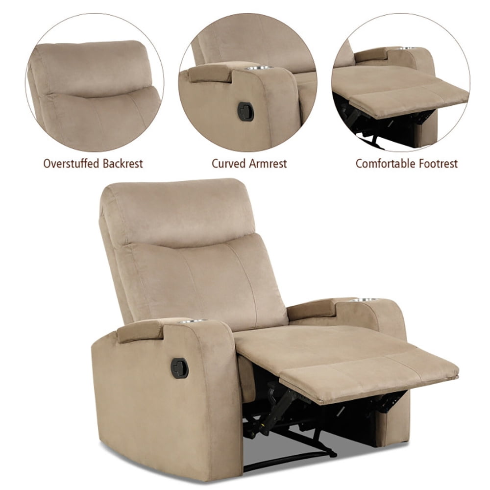 Finihen Recliner Chair, Single Sofa Lounger with Arm Storage and Cup Holder, for Living Room, Bedroom, Brown Finihen Recliner Chair, Single Sofa Lounger with Arm Storage and Cup Holder, for Living Room, Bedroom, Brown