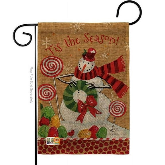Breeze Decor BD-XM-G-114209-IP-DB-D-US18-WA 13 x 18.5 in. Sweet Celebrate Fun Burlap Winter Christmas Impressions Decorative Vertical Double Sided Garden Flag