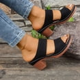 thumbnail image 2 of Rokment Womens Platform Chunky Block High Heels Dress Slides Sandals Boho Beach Summer Casual Leather Fish Mouth Open Toe Slip on Heeled Slippers for Ladies 2026 Black Size 9.5, 2 of 6