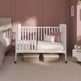 thumbnail image 3 of Dream On Me Carson Classic 3-in-1 Portable Crib in White, Removable Wheels, Converts from Baby Crib to Toddler Bed, Day Bed and Kids Sofa, Three Adjustable Mattress Height Positions, 3 of 9