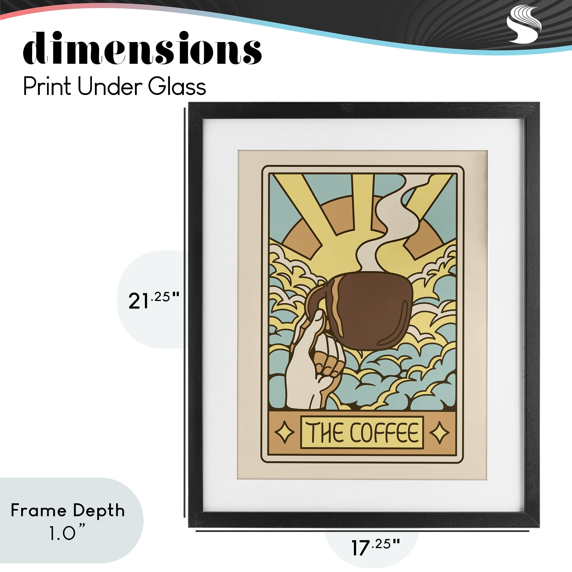 Stupell Industries The Coffee Muted Tarot Black Framed Print Under Glass, design by Tobe Fonseca