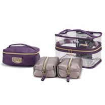 MKF Collection Emma Women's Cosmetic Bag, Sleek Makeup Purse Handbag by Mia K - Pewter Purple