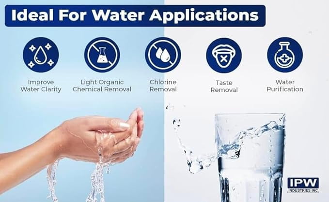 IPW Industries Inc. | Coconut Carbon Filter Water Purifier & Odor Absorber, Pelican Filter Replacement, Carbon Filter Refills w/Funnel, Granular Activated Carbon Coconut Shell for PC1000