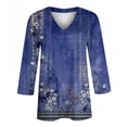 thumbnail image 4 of yunLCZ Womens Long Sleeve Shirts Womens Tops 3/4 Length Sleeve Summer V Neck Shirts Casual Tunic Tops 2025 Womens Long Sleeve Shirts, 4 of 4