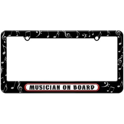 New 12 X 6 Black White Music Notes Car Accessories Metal License Plate Frame 