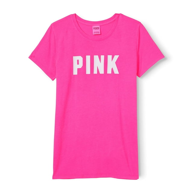 Camiseta Victoria's Secret Pink con Logo y Manga Corta M