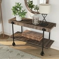 thumbnail image 6 of Furniture of America Russe 1-Shelf Wood Dark Walnut Sofa Table with Wheels, 6 of 7