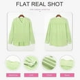thumbnail image 7 of ZHENHONG T Shirts for Women,Casual V Neck Henley Long Sleeve Tops Oversized Solid Rolled Sleeve Classic Tshirts,Green Women Blouses, 7 of 7