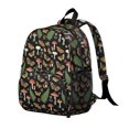 thumbnail image 2 of Mushroom and Fern Black Pattern Backpack for School, Cute School Bag with Adjustable Shoulder Straps and Padded Back, 13.8"x11.4"x6", 2 of 5