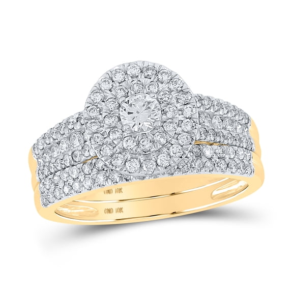 10kt Yellow Gold Womens Round Diamond Bridal Wedding Engagement Ring Band Set 1.00 Cttw (Certified)