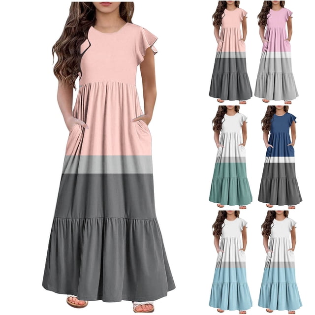 Tranfacy Robes d'Été pour Filles, Robes pour Petites Filles, Robe de Princesse pour Enfants Style Mode Sans Manches à Col Rond Robe de Fille